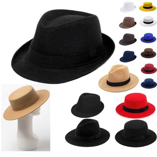 Unisex Wide Brim Felt Hats Men Women Panama Trilby Hat爵士帽