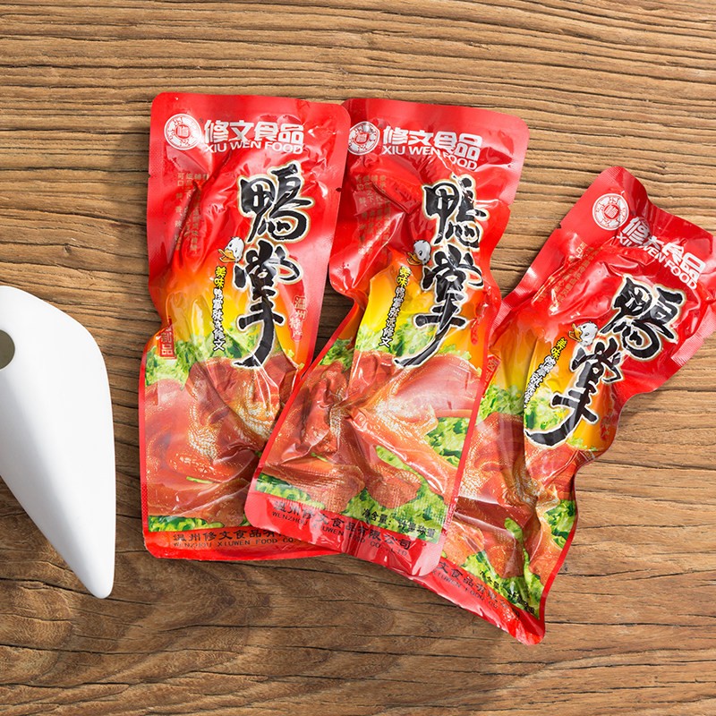 包邮浙江温州特产修文鸭掌红鸭脚图片