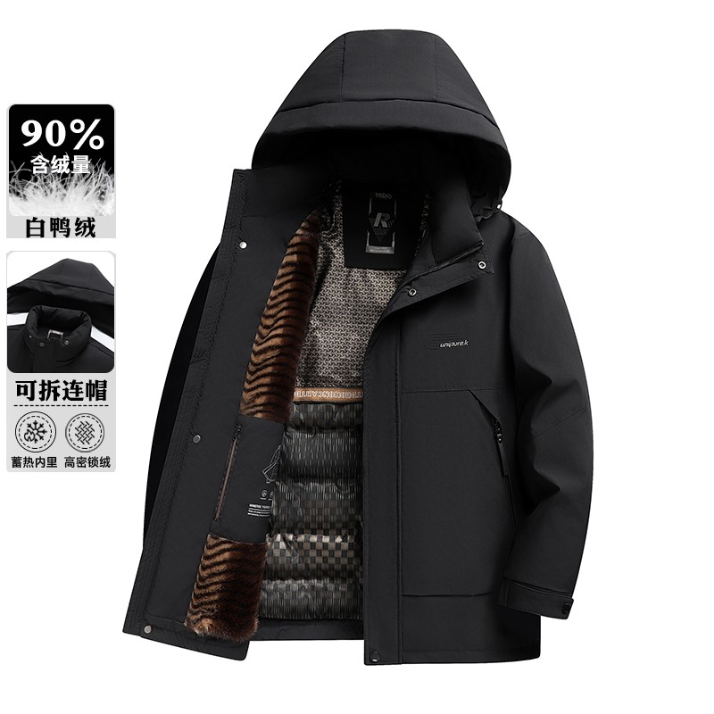 RH.GAO90白鸭绒羽绒服冬季新款干部爸爸外套中年派克服男加绒