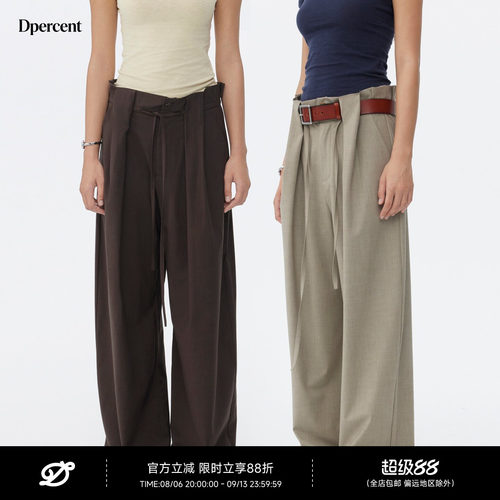 【chowei同款】Dpercent丨羊毛混纺压褶宽松立体宽腰袢休闲西装裤