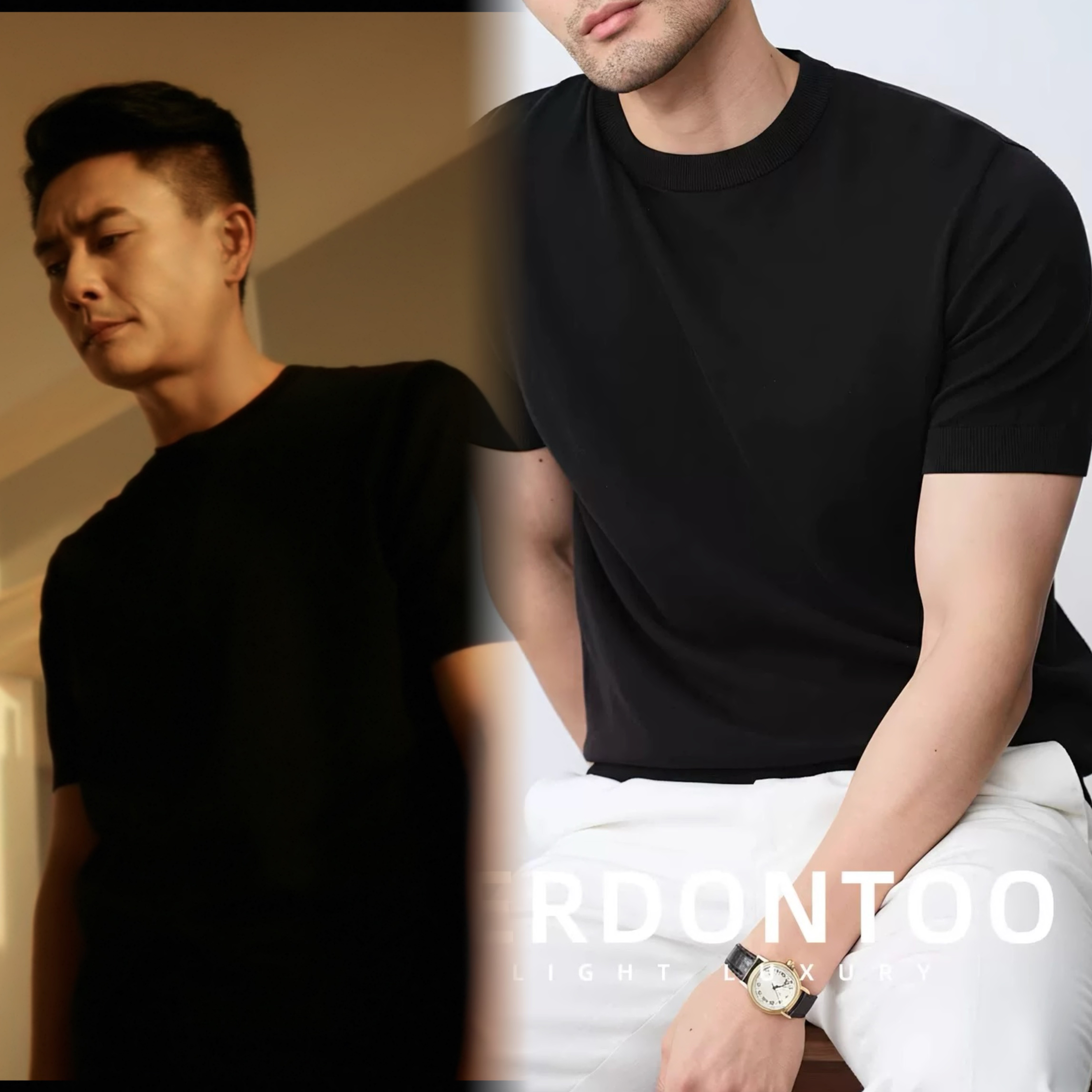 暗恋者的救赎朱鹤黄宗泽同款羊毛莫代尔短袖毛衣男士春秋针织衫男