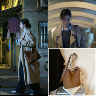 不眠日安岚文咏珊同款大容量新款秋冬季百搭斜挎简约托特水桶包女