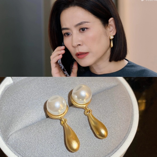 巨塔之后董一妍宣萱同款银针锆石爱心链条流苏耳环轻奢感耳钉耳饰