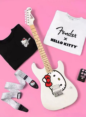 Fender Squier HelloKitty50周年限量款白色凯蒂猫电吉他
