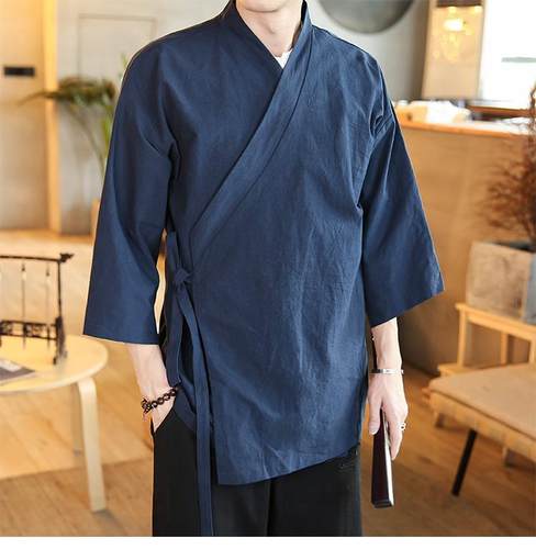 七分袖汉服男古装侧开襟中国风
