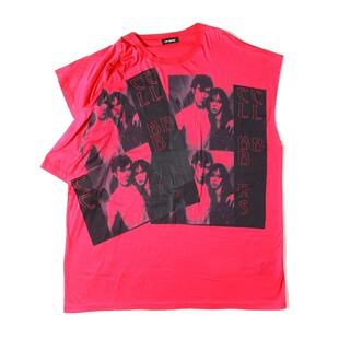 自主19SS Raf Simons Open Side Graphic Shirt错位袖印花短袖T恤