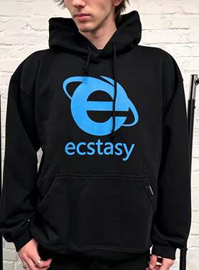 自主 VTM SS20 Ecstasy Hoodie E字母大廓形黑色连帽卫衣
