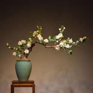 新中式 饰 仿真创意插花山茶花树玄关酒店茶室客厅禅意摆件样板房装