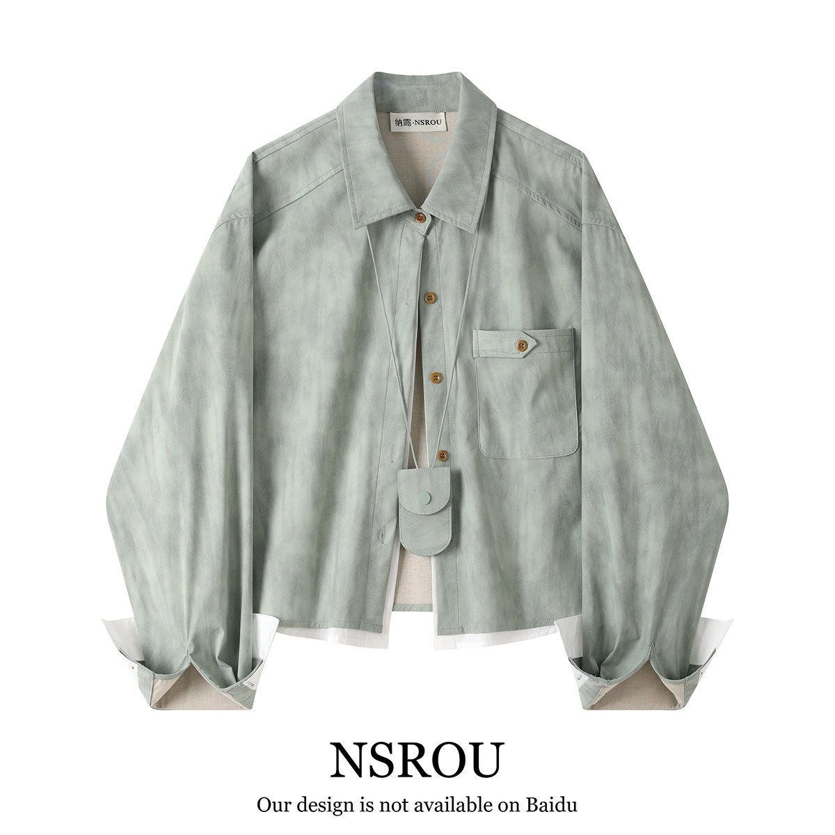 法式气质短款假两件衬衫外套女春秋季宽松休闲风初春新款皮衣上衣