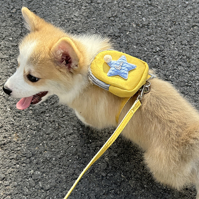 小体狗狗牵引绳带背包式夏天博美柯基自背小书包网红遛狗背带G
