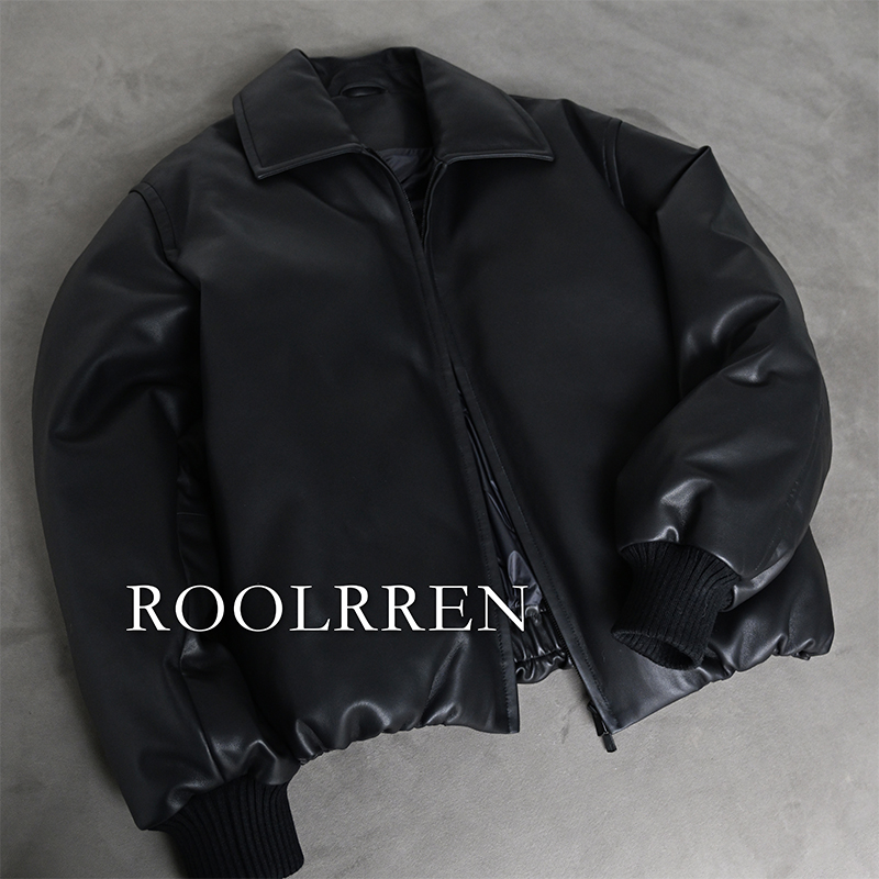 ROOLRREN 23FW 超重磅英胚羔羊皮ex拉链95鹅绒廓形翻领羽绒服