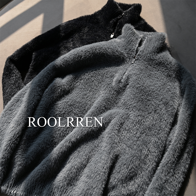 ROOLRREN套头仿貂高领拉链
