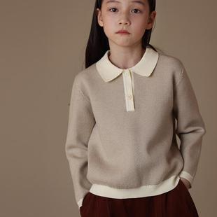 童装秋冬季毛衣女童带领打底衫条纹针织衫儿童翻领打底衣宝宝上衣