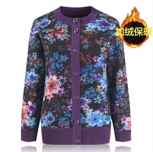 中老年人秋冬装加绒保暖外套毛衣1