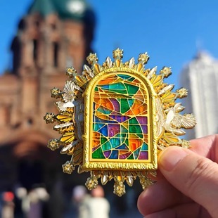 25年新款 华彩尔滨旋转AR系列金属冰箱贴 哈尔滨文创