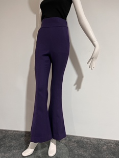 腿长2米藏肉显瘦高腰紫色微喇裤子复古休闲弹力拖地长裤2023春季