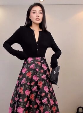 长袖薄绒连体微宽松打底衫黑色