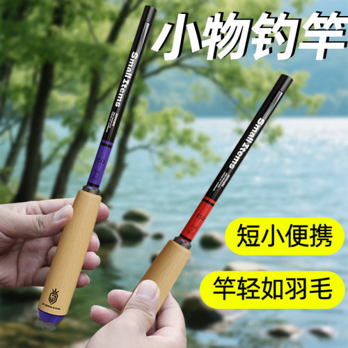 超短迷你小物竿手竿超细钓鱼竿溪流竿儿童鱼竿钓小鱼套装河虾钓竿