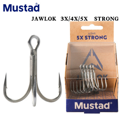 Mustad慕斯达自平衡三本钩JawLok3x4x5x加强鲢鳙蝴蝶倒刺鱼钩强力