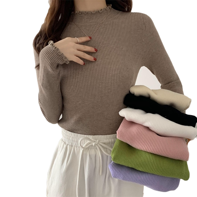 木耳边针织打底衫女内搭