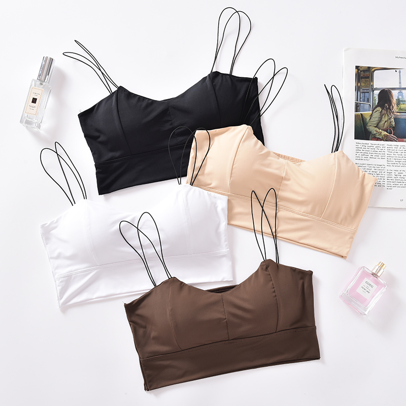 韩版夏季冰丝美背抹胸内衣文胸丝滑无痕裹胸双肩带吊带背心女舒适