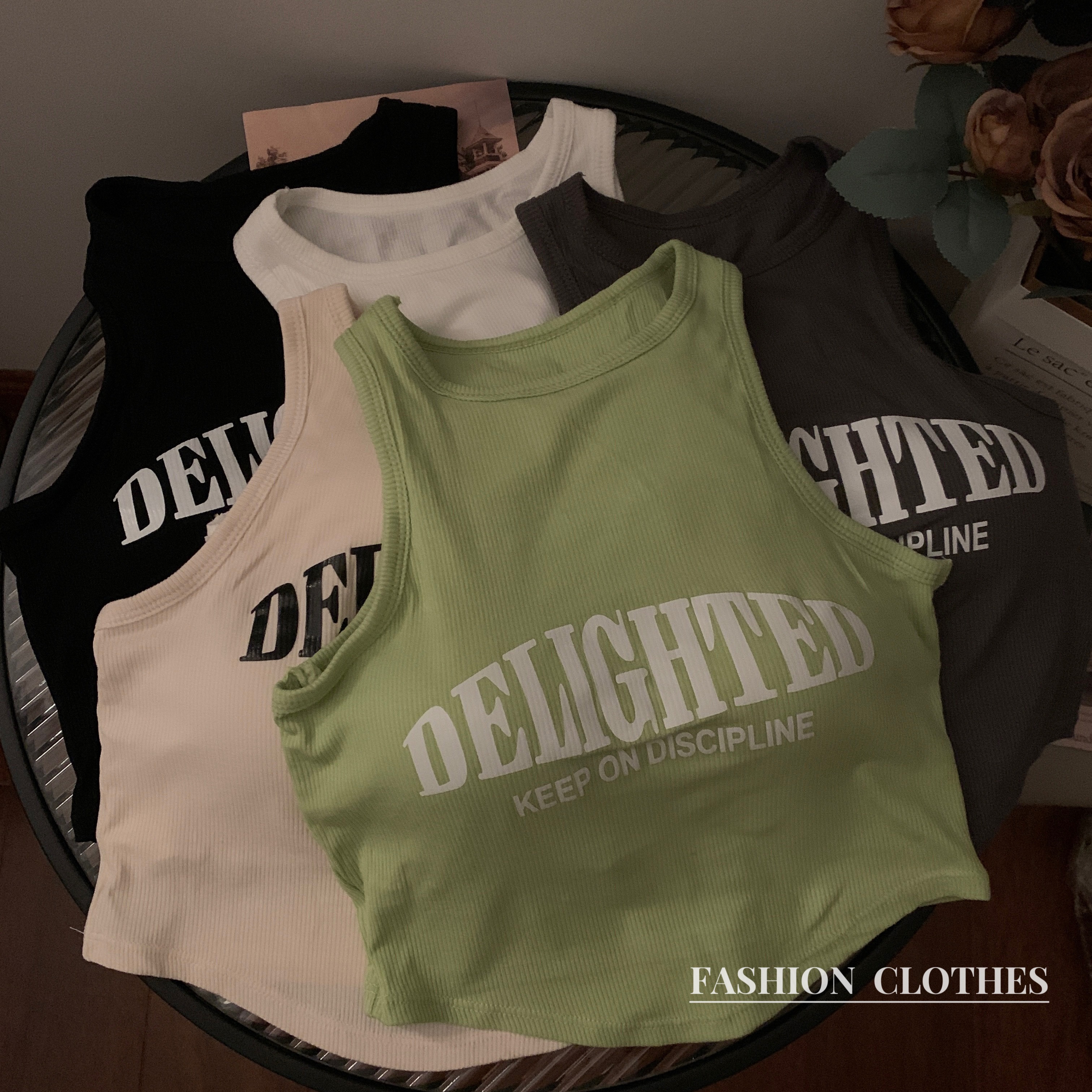 印花内搭运动吊带背心女