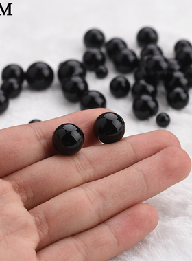 黑色新款半孔珍珠天然贝珠圆珠散珠DIY耳环项链手工编织饰品配件