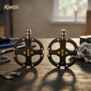 KWOK碳纤维钛合金轴心超轻量化防滑钉折叠车公路车休闲车脚踏平踏
