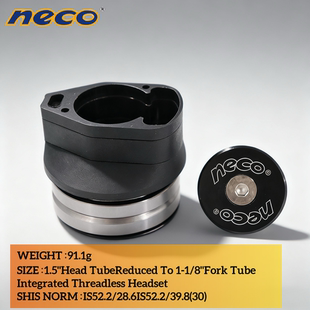 NeCo 自行车车头碗铝合金内走线碗组密封培林52-52mm1.5英寸配件