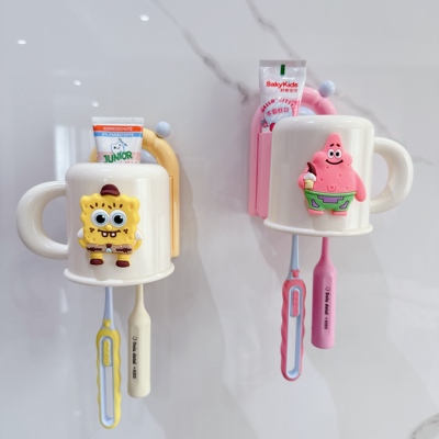 2025新款儿童刷牙杯电动牙刷置物架壁挂式男女孩漱口杯子牙缸牙具