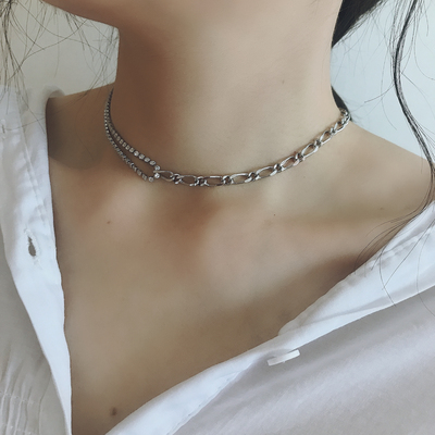 简约金属风锆石欧美潮人锁骨链