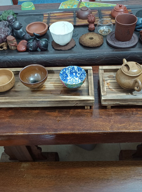 日式茶具实木制茶盆托盘家用水杯盘长方形酒店餐厅托盆烧烤盘新款