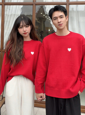 2026新款领证情侣装秋冬装情侣款红色毛衣高级感订婚本命年新年