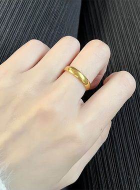 光面素圈实心素圈钛钢戒指网红时尚气质男女情侣对戒