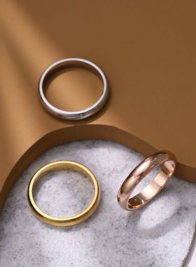 钛钢戒指 欧美日韩戒指女ins简约冷淡风不掉色食指时尚圆弧面指环