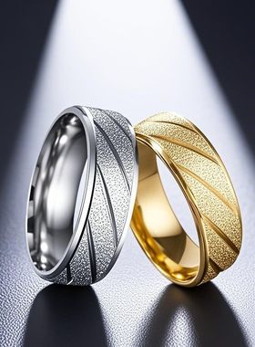 钛钢戒指 新款欧美磨砂时尚戒指男士霸气简约小众饰品情侣