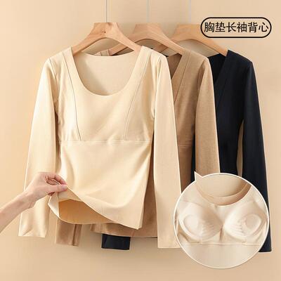 无痕发热磨毛内搭文胸免穿打底衫