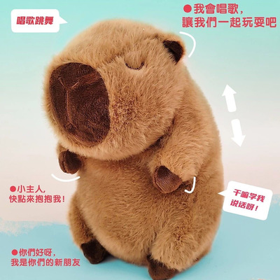 复读学说话会唱歌顶嘴水豚可爱公仔乌龟电动萌宠抖舞毛绒卡皮巴拉