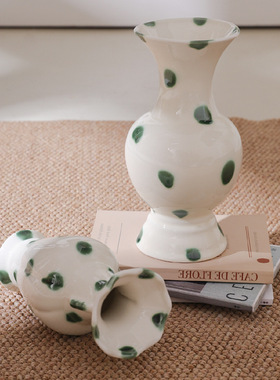 新中式陶瓷花瓶中古风插花高级感花器复古家居装饰品宋代美学摆件