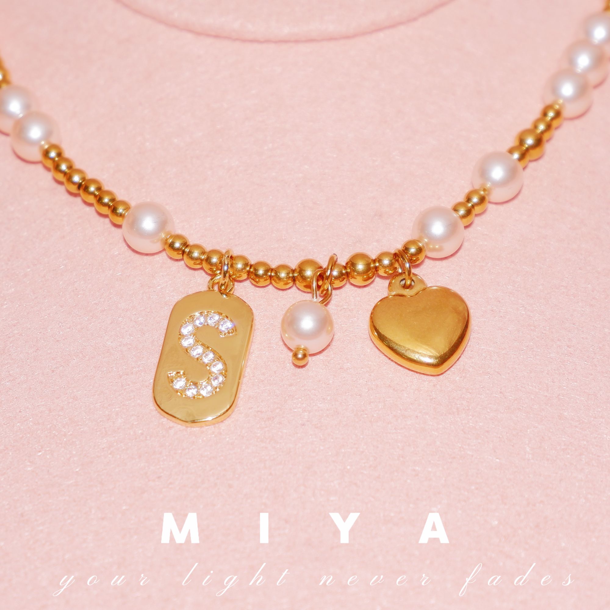 秋冬焦糖珍珠字母限定项链