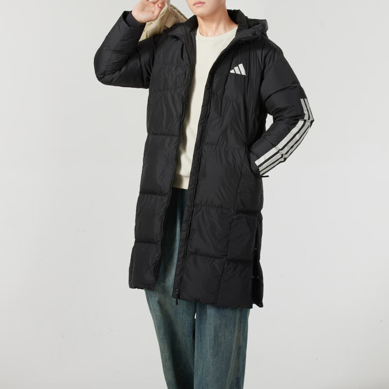 阿迪达斯羽绒服男装长款外套男