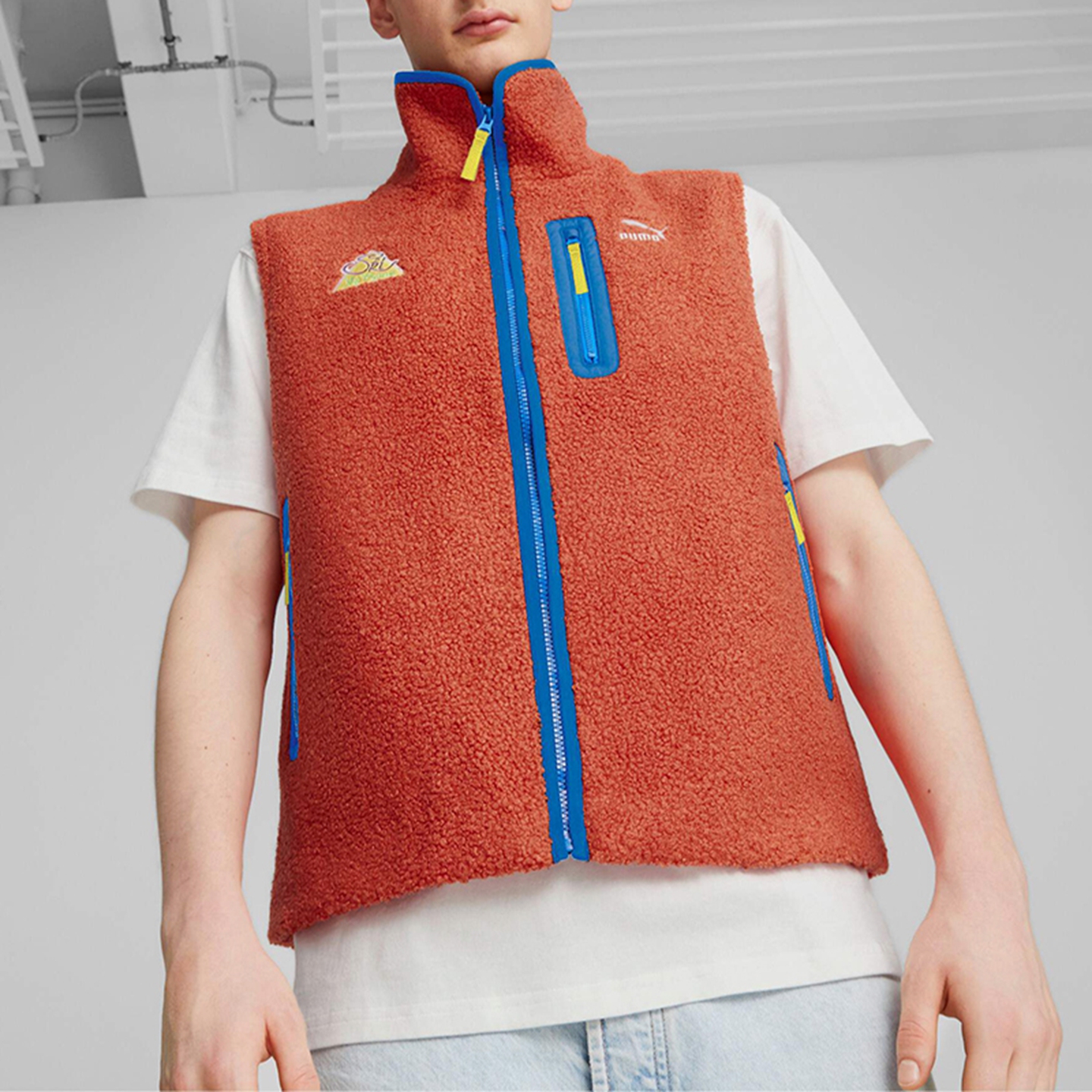 Puma彪马男装仿羊羔绒马甲