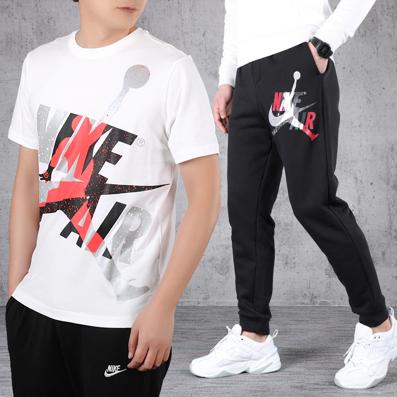 nike耐克官网旗舰男装套装 2021新款潮aj运动休闲圆领短袖上衣t恤