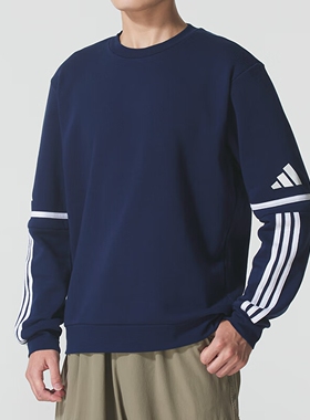 Adidas阿迪达斯男卫衣2025秋季新款足球训练运动加绒套头衫JM3547