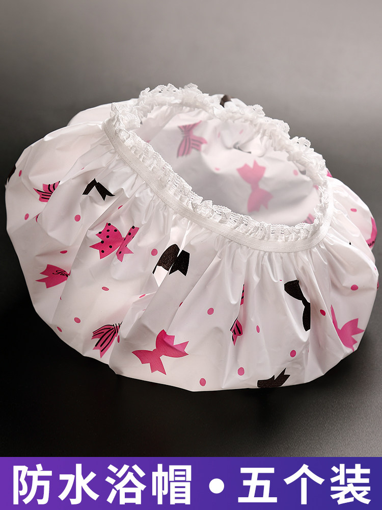 5 PACK THICK WATERPROOF SHOWER CAP ADULT BATH CAP FEMALE BATH HEAD SET DISPOSABLE KITCHEN STIR FRY HAT