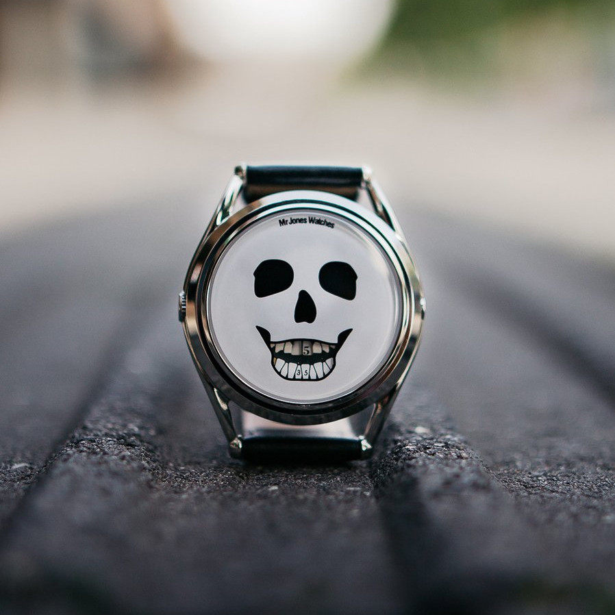 代购mrjoneswatches琼斯先生限量微笑自动机械骷髅表创意男女手表