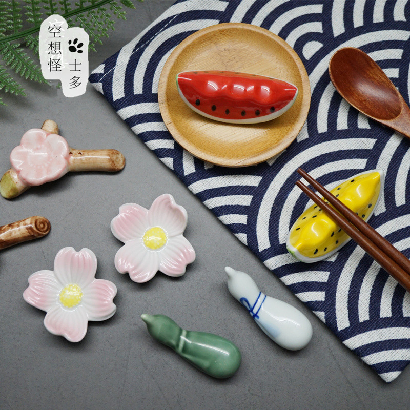 唯美樱花陶瓷小葫芦西瓜筷子架