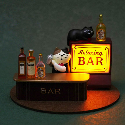 zakka黑猫酒吧猫咪车载办公室咖啡店装饰LED小夜灯氛围感摆件礼物