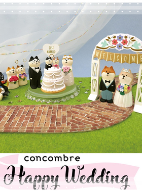 日式婚礼柴犬婚纱礼服猫树脂少女心摆件decole结婚礼物朋友情人节