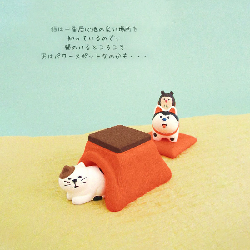 日式zakka复古和风暖炉猫咪被炉软萌治愈猫窝微缩场景树脂小摆件